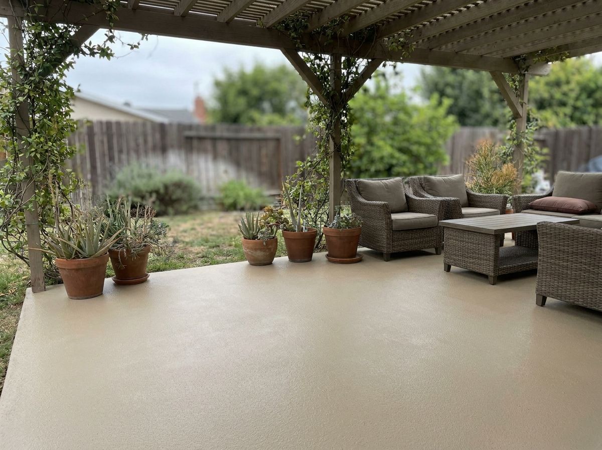 Same covered patio with sandstone stone-look epoxy coating