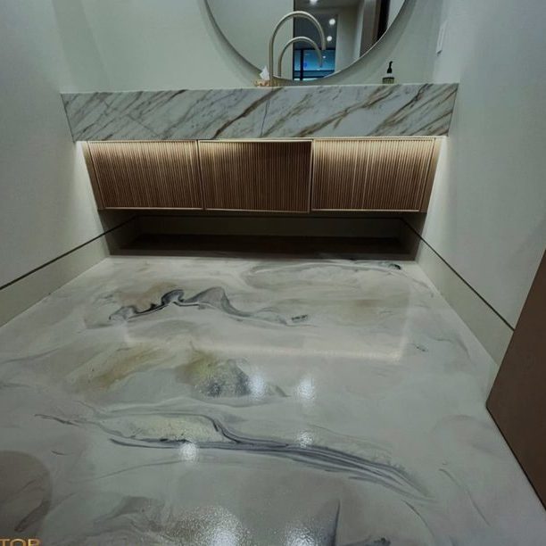 Gold glitter metallic bathroom epoxy