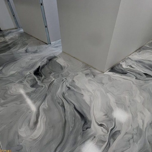 White and gray marble epoxy floor